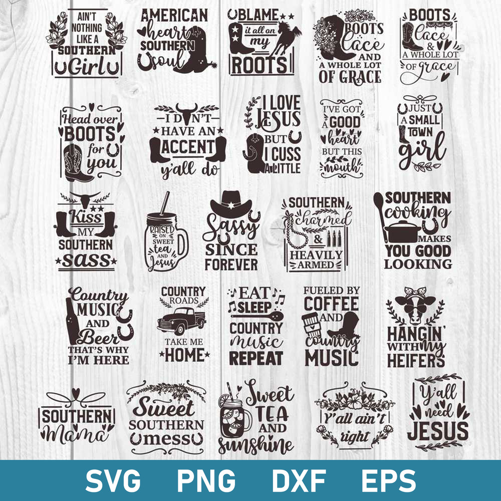 Southern Bundle Svg, Southern Svg, Country Girl Svg, Png Dxf Eps Digital File.jpg