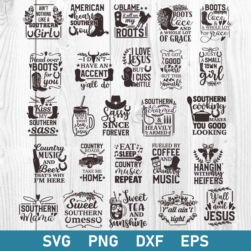 Southern Bundle Svg, Southern Svg, Country Girl Svg, Png Dxf Eps Digital File.jpg