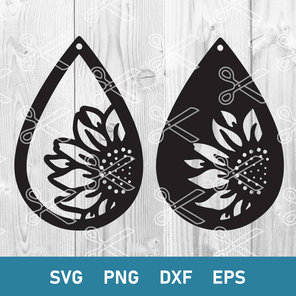 Tardrop Sunflower Earring Svg, Earring Svg, Teardrop Svg, Sunflower Earring Svg, Png Dxf Eps File.jpg