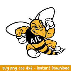 aic yellow jackets logo svg, aic yellow jackets svg, ncaa svg, png dxf eps digital file