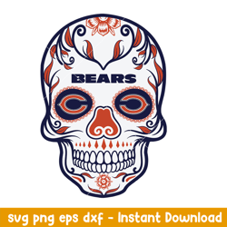 skull chicago bears svg, chicago bears svg, nfl svg, png dxf eps digital file