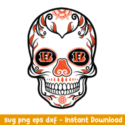 skull cincinnati bengals svg, cincinnati bengals svg, nfl svg, png dxf eps digital file