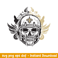 skull helmet new orleans saints floral svg, new orleans saints svg, nfl svg, png dxf eps digital file