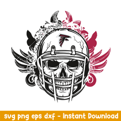 skull helmet atlanta falcons floral svg, atlanta falcons svg, nfl svg, png dxf eps digital file