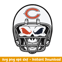 skull helmet chicago bears svg, chicago bears svg, nfl svg, png dxf eps digital file