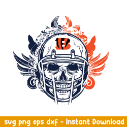 skull helmet cincinnati bengals floral svg, cincinnati bengals svg, nfl svg, png dxf eps digital file