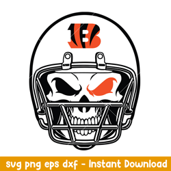 skull helmet cincinnati bengals svg, cincinnati bengals svg, nfl svg, png dxf eps digital file