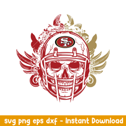 skull helmet san francisco 49ers floral svg, san francisco 49ers svg, nfl svg, png dxf eps digital file