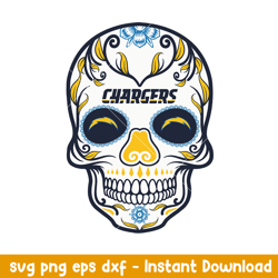 skull los angeles chargers svg, los angeles chargers svg, nfl svg, png dxf eps digital file
