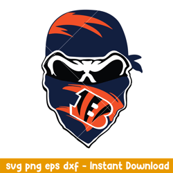 skull maks cincinnati bengals svg, cincinnati bengals svg, nfl svg, png dxf eps digital file