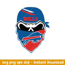 skull mask buffalo bills svg, buffalo bills svg, nfl svg, png dxf eps digital file