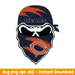 skull mask chicago bears svg, chicago bears svg, nfl svg, png dxf eps digital file