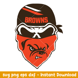 skull mask cleveland browns svg, cleveland browns svg, nfl svg, png dxf eps digital file