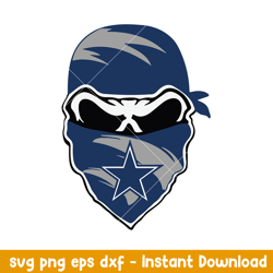 skull mask dallas cowboys svg, dallas cowboys svg, nfl svg, png dxf eps digital file