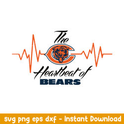 This Heartbeat Of Chicago Bears Svg, Chicago Bears Svg, NFL Svg, Png Dxf Eps Digital File