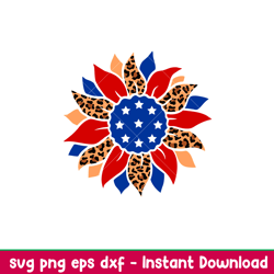 4th of july leopard sunflower, sunflower american flag leopard png, 4th of july svg, patriotic svg, america svg, eps, pn