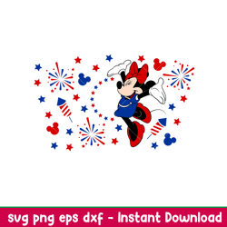 4th of july usa ears full wrap, 4th of july usa minnie mouse full wrap svg, starbucks svg, coffee ring svg, cold cup svg