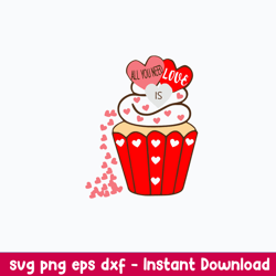 all you need is love cup cake svg, cup cake svg, png dxf eps file