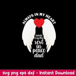always in my heart never forgotten rest in peace dad svg, dad svg, png dxf eps file