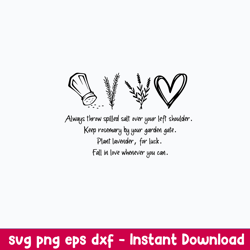 always throw spilled salt over your left shoulder svg, png dxf eps digital file