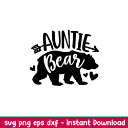 auntie bear family, auntie bear family svg, mom life svg, mothers day svg, family svg, png, eps, dxf file