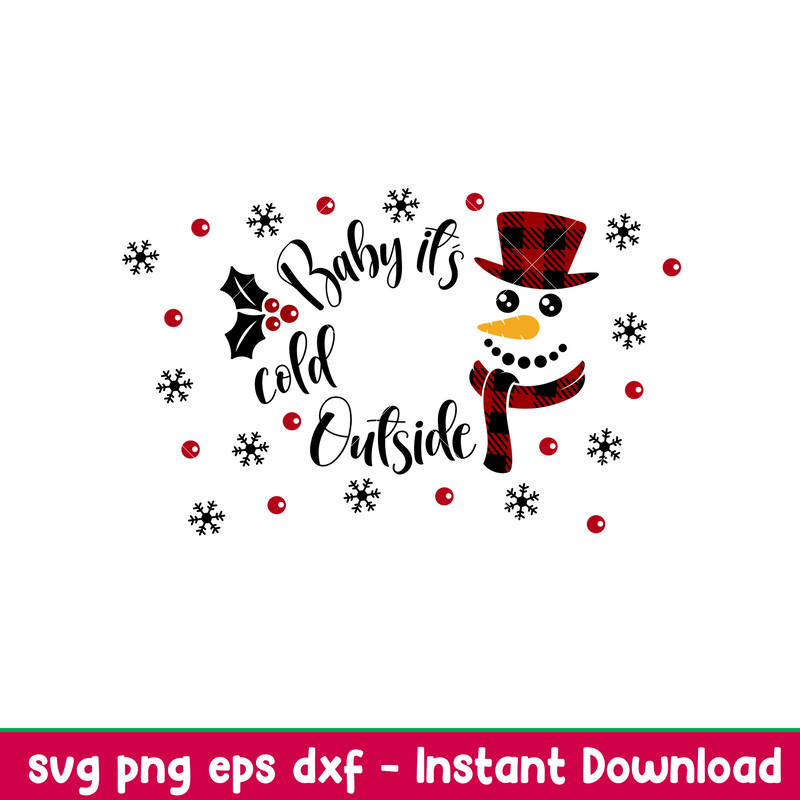 Baby Its Cold Outside Full Wrap, Baby It’s Cold Outside Full Wrap Svg, Starbucks Svg, Coffee Ring Svg, Cold Cup Svg, png, eps, dxf file.jpeg