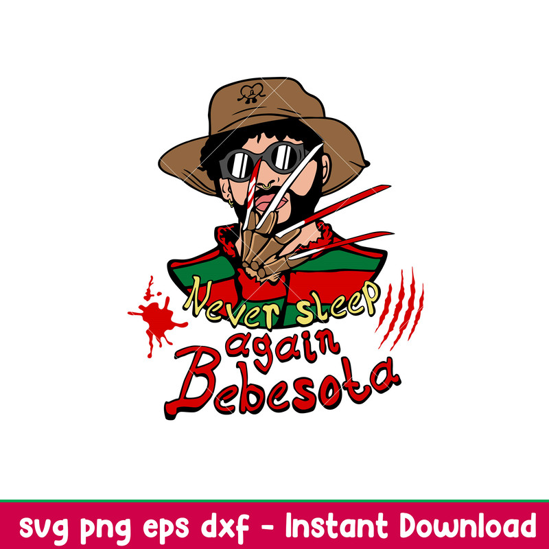 Bad Bunny Freddy Krueger, Bad Bunny Freddy Krueger svg, Bad Bunny Halloween svg, png, dxf, eps file.jpeg