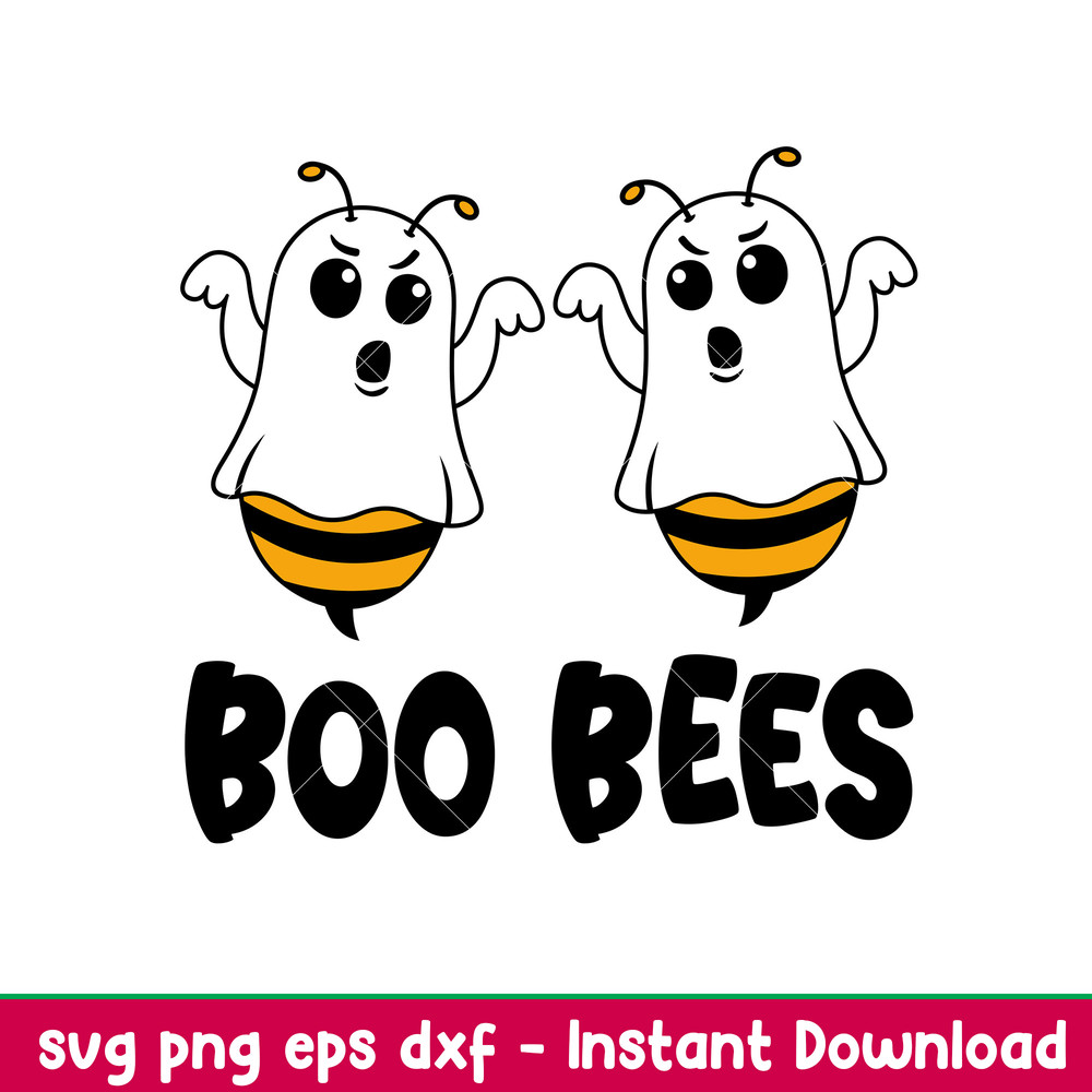 Boo Bees, Boo Bees Svg, Ghost Bee Svg, Boo Svg, Halloween Svg,png, dxf,eps file.jpeg