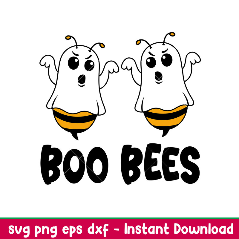 Boo Bees, Boo Bees Svg, Ghost Bee Svg, Boo Svg, Halloween Svg,png, dxf,eps file.jpeg