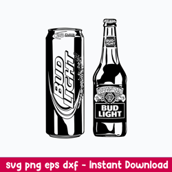 bud light bottle and can alcohol beer svg, bud light svg, png dxf eps file