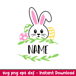 bunny boy name frame, bunny boy name frame svg, happy easter svg, easter egg svg, spring svg, png, dxf, eps file
