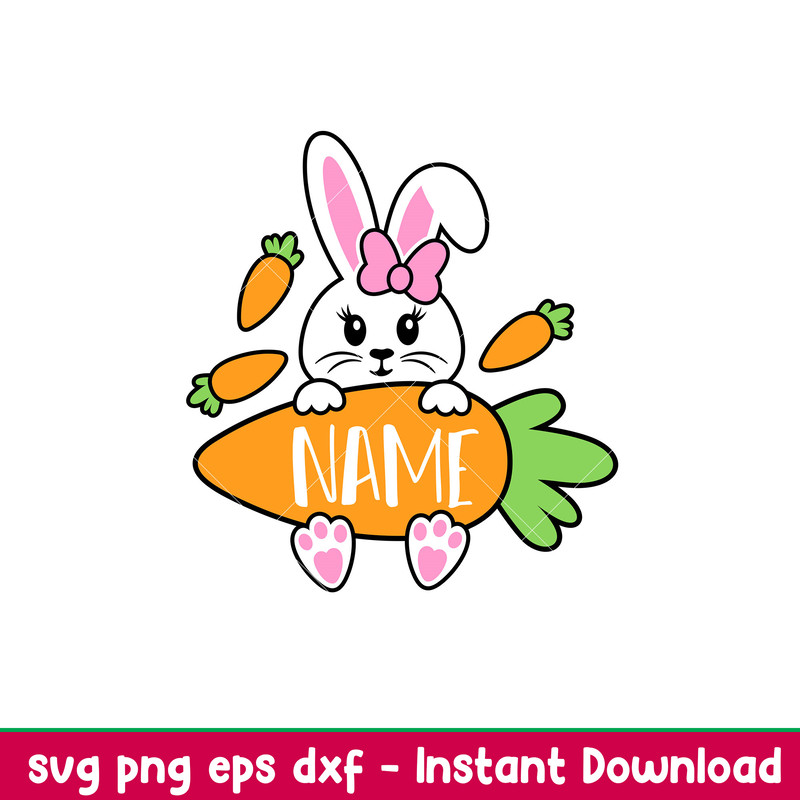 Bunny Girl Name Holder, Bunny Girl Name Holder Svg, Happy Easter Svg, Easter egg Svg, Spring Svg, png,eps, dxf file.jpeg