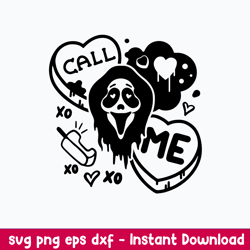 call me svg, candy hearts funny svg, scream svg, horror valentines day svg, png dxf eps file