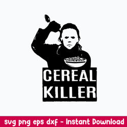 cereal killer michael myers svg, horror svg, funny kids halloween svg, png dxf eps file