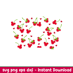 cherry ears full wrap, cherry mickey _ minnie mouse full wrap svg, starbucks svg, coffee ring svg, cold cup svg, png,eps