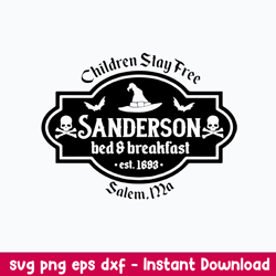 children stay tree saderson bed breakfast est 1693 svg, hocus pocus svg, png dxf eps file