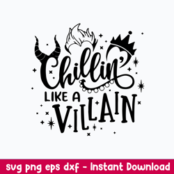 chillin like a villain svg, halloween svg, png dxf eps file
