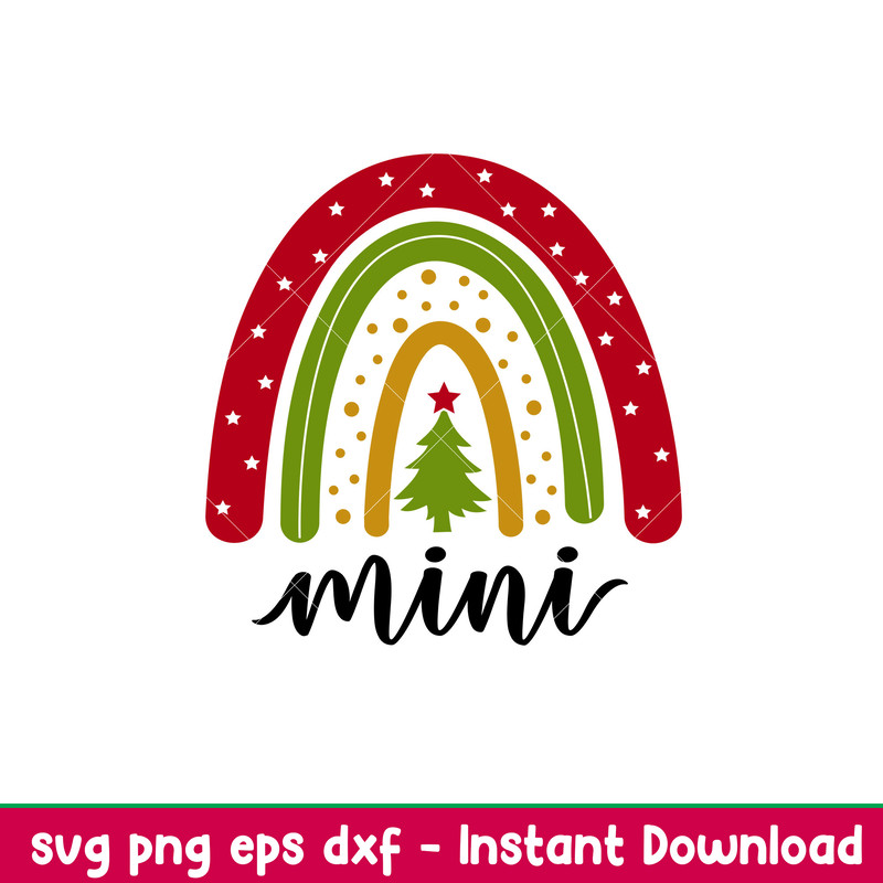 Christmas Boho Rainbow Mini, Christmas Boho Rainbow Mini Svg, Christmas Svg, Merry Christmas Svg, png, dxf, eps file.jpeg