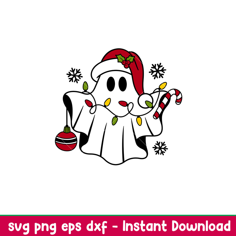 Christmas Ghost, Christmas Ghost Svg, Christmas Svg, Spooky Christmas Svg, Santa Claus Svg, png, dxf, eps file.jpeg