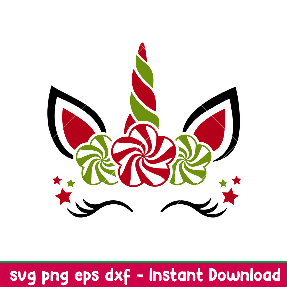 Christmas-Unicorn 3, Christmas Unicorn Svg, Candy Unicorn Svg, Christmas Svg, Holy Unicorn Svg, png, dxf, eps file.jpeg
