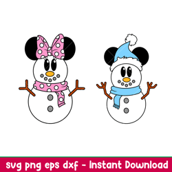 cute christmas snowmen, cute christmas mickey _ minnie snowmen svg, christmas svg, disney christmas svg,dxf, png, eps fi