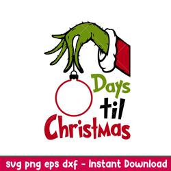 days til christmas, days til christmas svg, merry christmas svg, christmas countdown svg,png,dxf,eps file