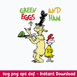dr seuss green eggs and ham svg, dr seuss svg, png dxf eps file
