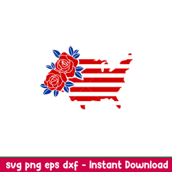 floral usa map, floral usa map svg, 4th of july svg, patriotic svg, independence day svg, usa svg, png,dxf,eps file
