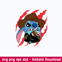 freedy stitch svg, freddy krueger svg, stitch svg, halloween svg, png dxf eps file