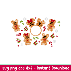 gingerbread ears full wrap, christmas gingerbread mickey _ minnie full wrap svg, starbucks svg, coffee ring svg, cold cu