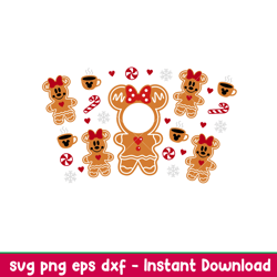 gingerbread girl, gingerbread minnie mouse full wrap svg, starbucks svg, coffee ring svg, cold cup svg,eps,dxf,png file