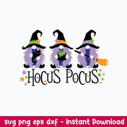 gnome hocus pocus svg, gnome svg, hocus pocus svg, halloween svg, png dxf eps file