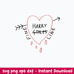 harry style fine line svg, harry style heart svg, png dxf eps file