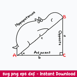 hippopotenuse adjacent opposite svg, png dxf eps file
